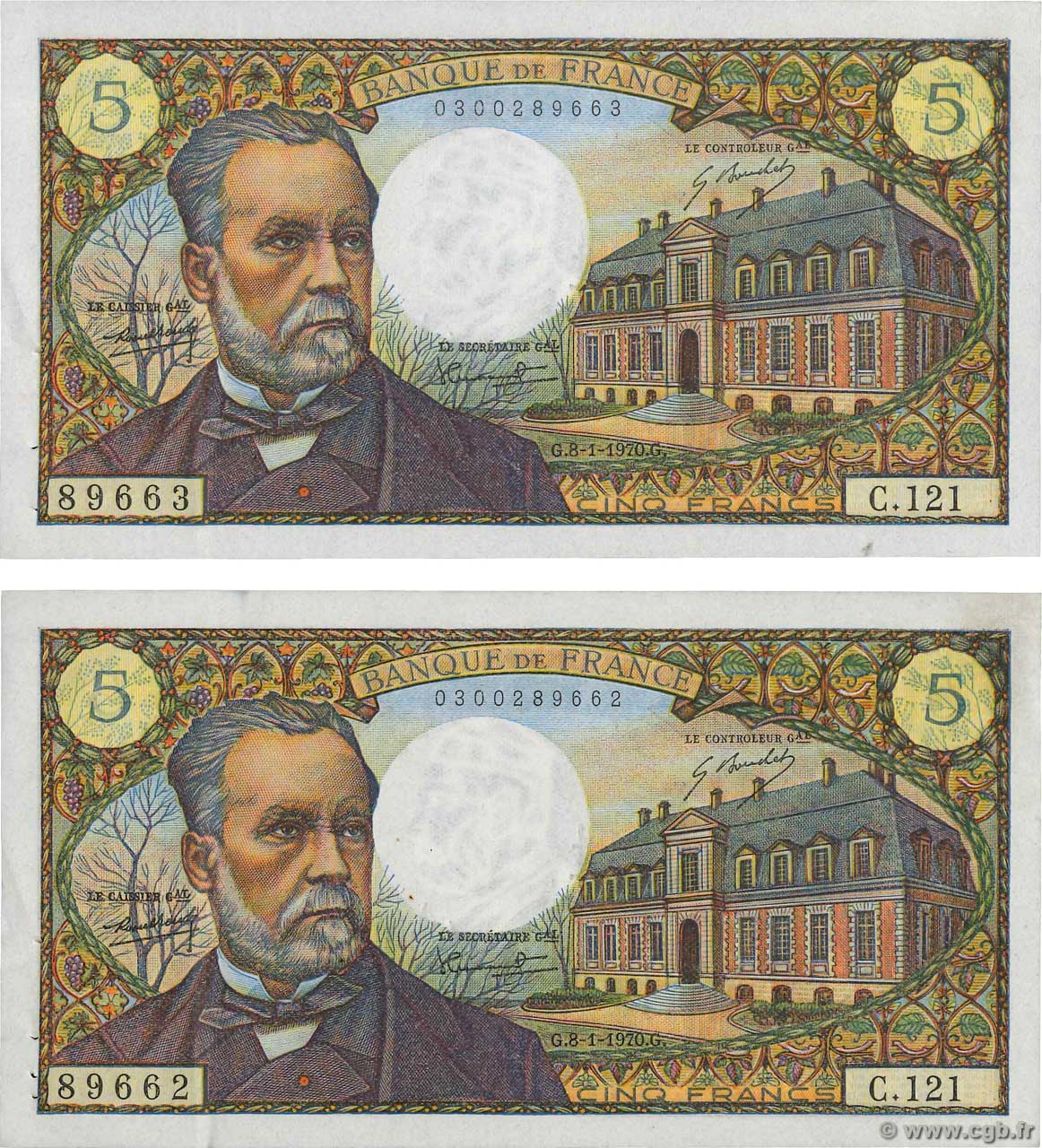 5 Francs PASTEUR Consécutifs FRANCIA  1970 F.61.12 EBC