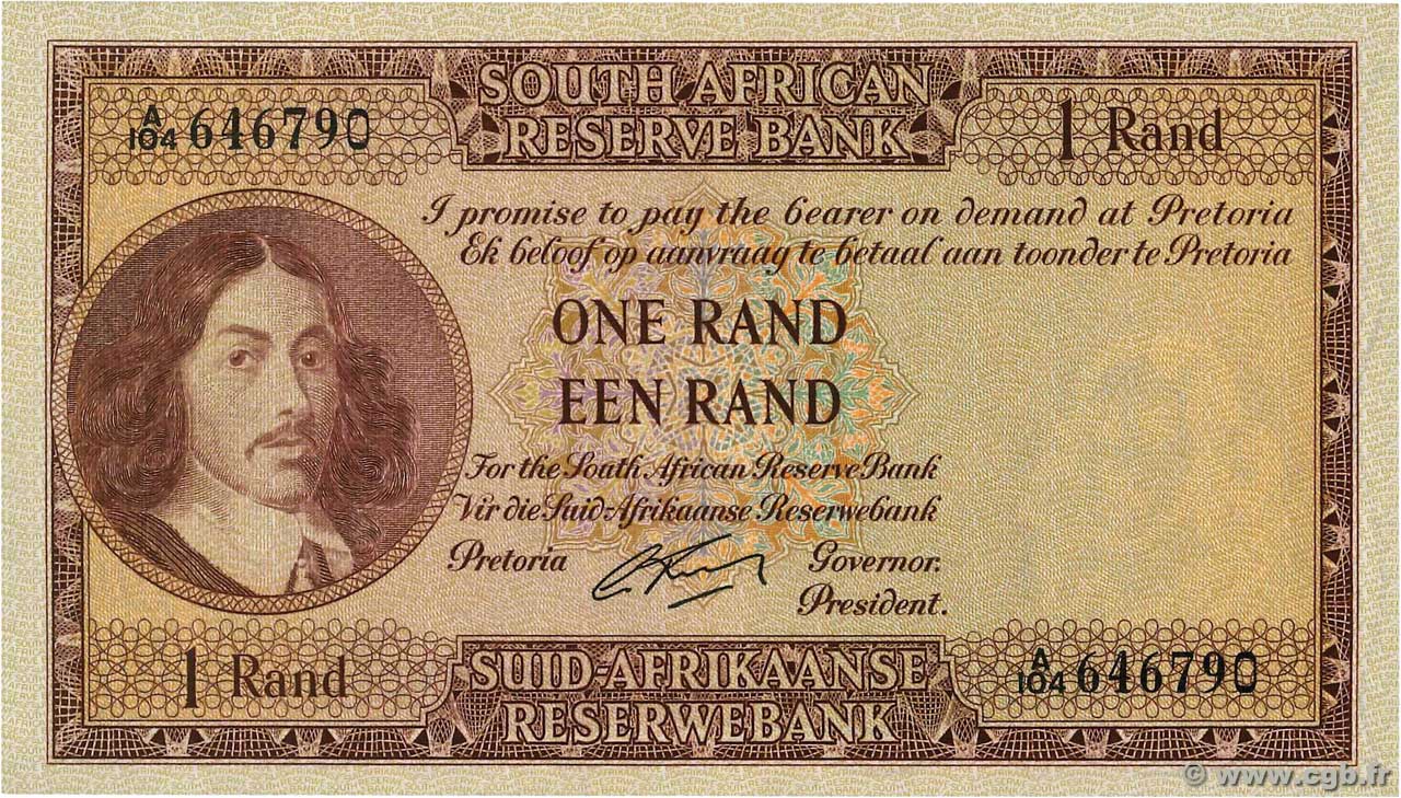 1 Rand SOUTH AFRICA  1962 P.102b UNC