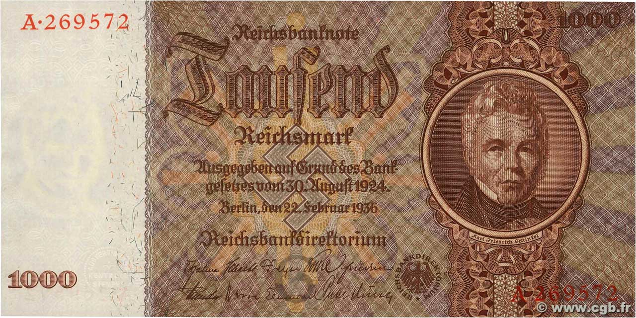 1000 Reichsmark ALEMANIA  1936 P.184 SC+