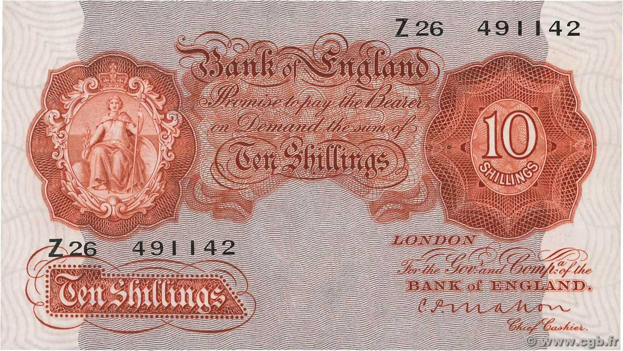 10 Shillings INGLATERRA  1928 P.362a FDC