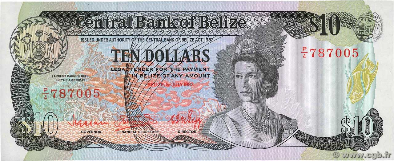10 Dollars BELICE  1983 P.44a SC+