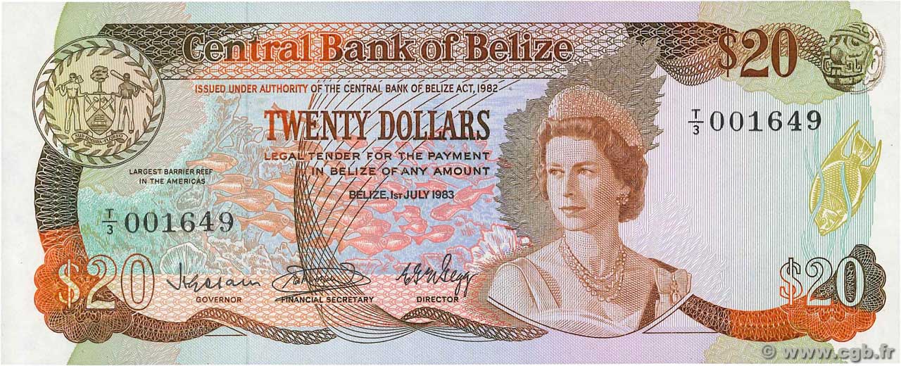 20 Dollars BELIZE  1983 P.45 q.FDC