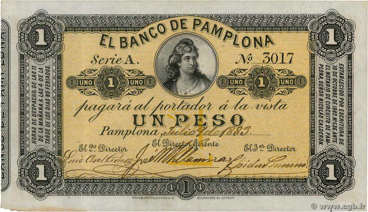 1 Peso COLOMBIE  1883 PS.0711a SUP