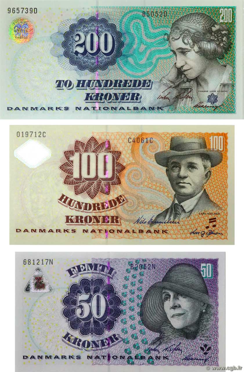 50, 100  et 200 Kroner Lot DÄNEMARK  2005 P.060b, P.061f et P.062d ST