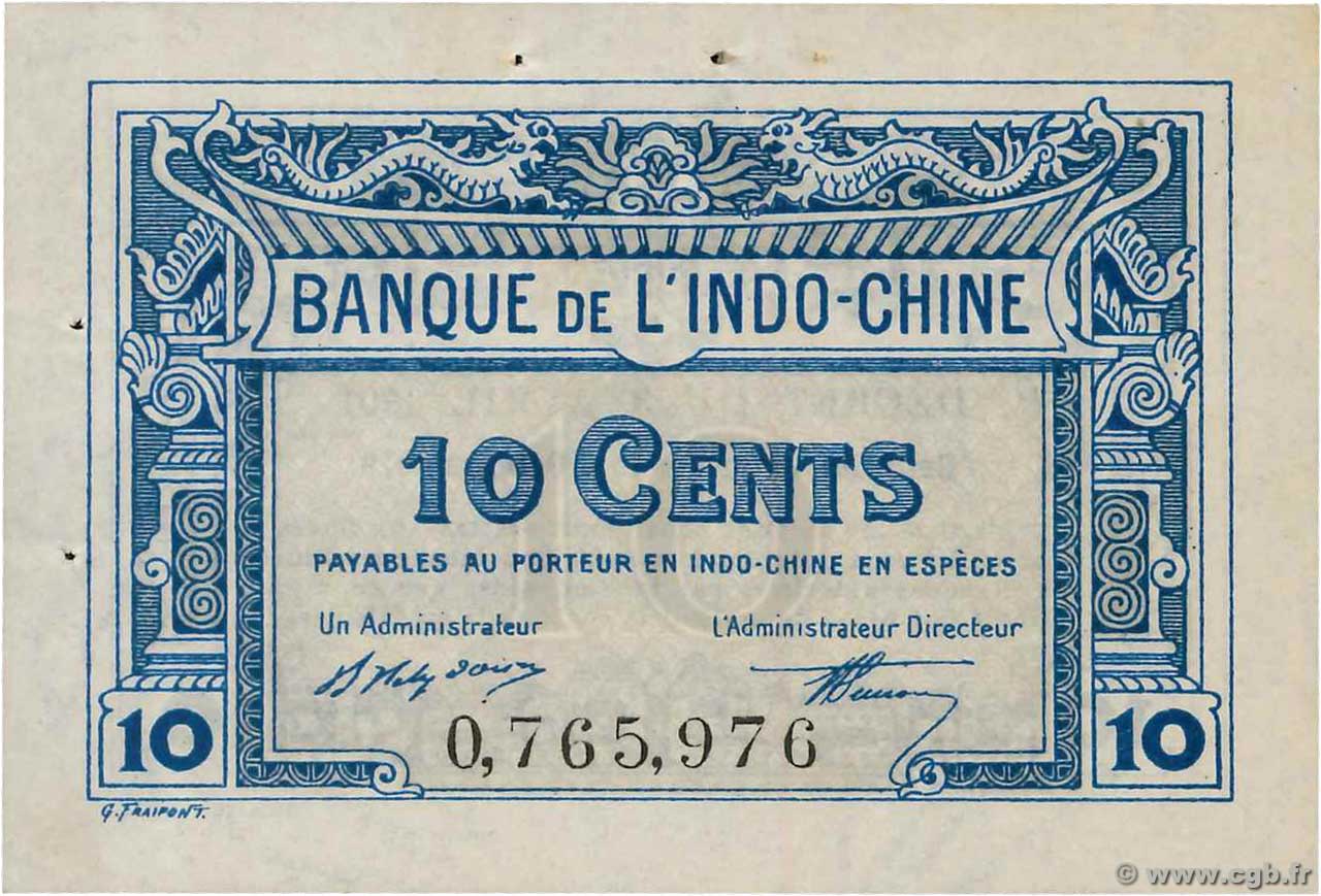 10 Cents FRENCH INDOCHINA  1919 P.043 XF