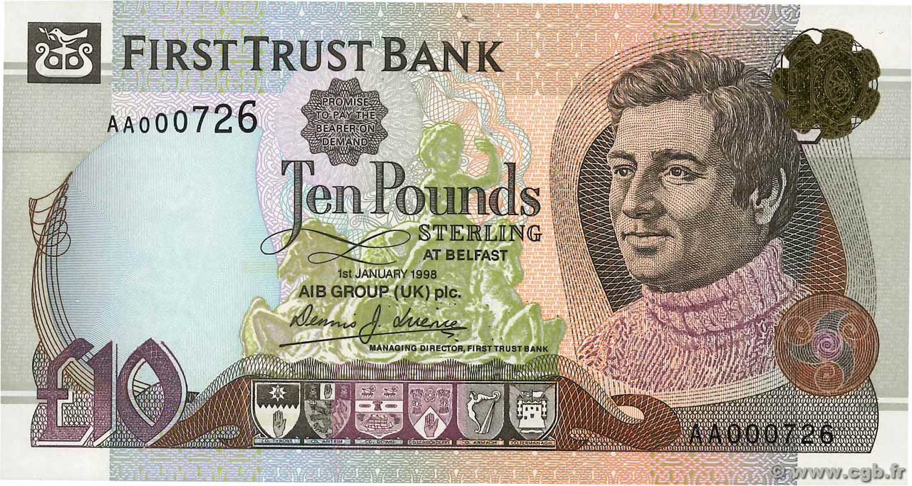 10 Pounds Petit numéro NORTHERN IRELAND  1998 P.136a UNC-