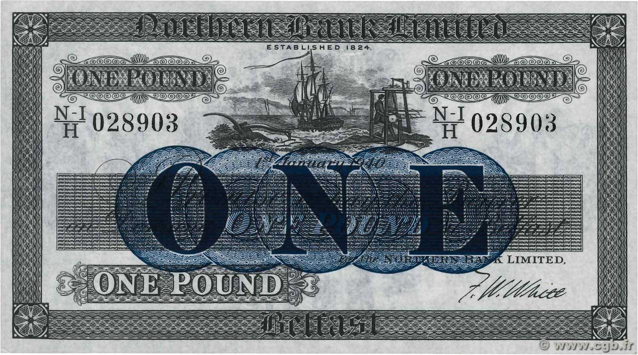 1 Pound NORTHERN IRELAND  1940 P.178b ST