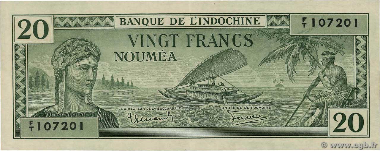 20 Francs NOUVELLE CALÉDONIE  1944 P.49 AU