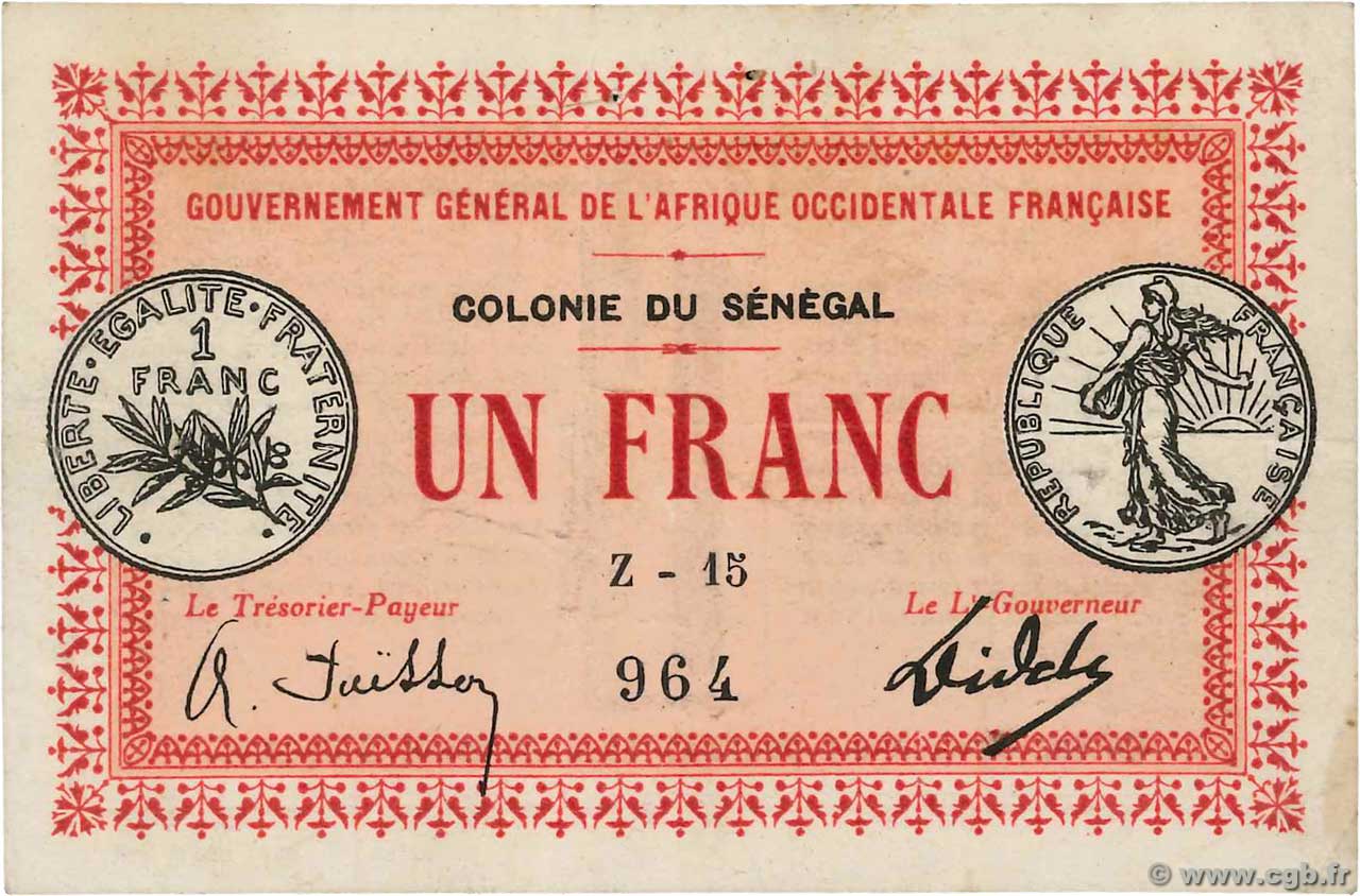 1 Franc SENEGAL  1917 P.02c MBC+