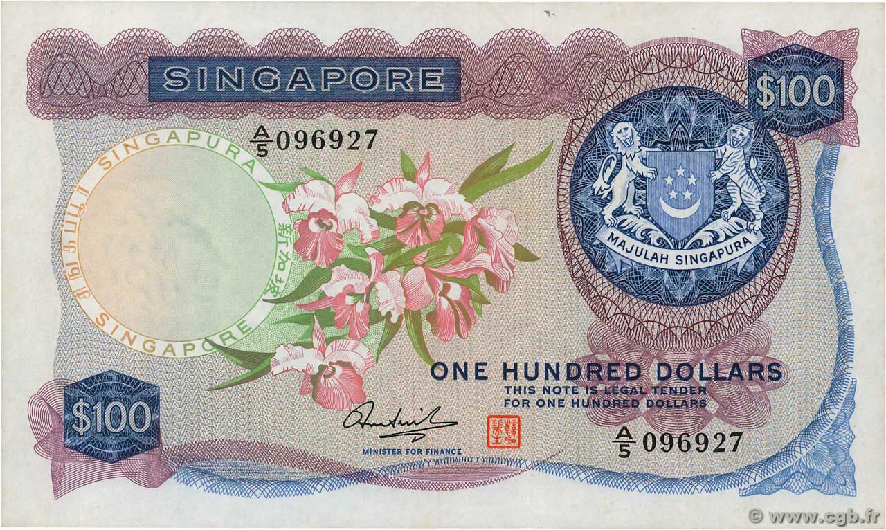 100 Dollars SINGAPUR  1973 P.06d MBC+