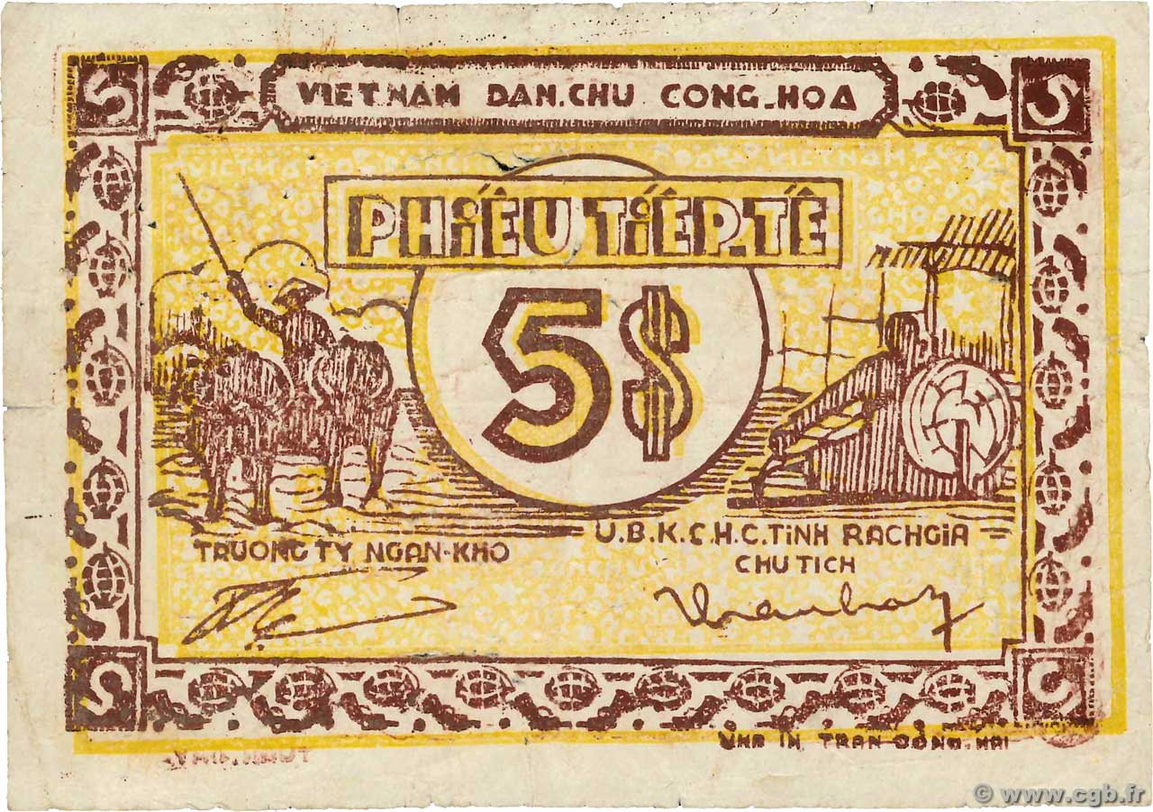 5 Dong VIETNAM  1950 P.- RC+