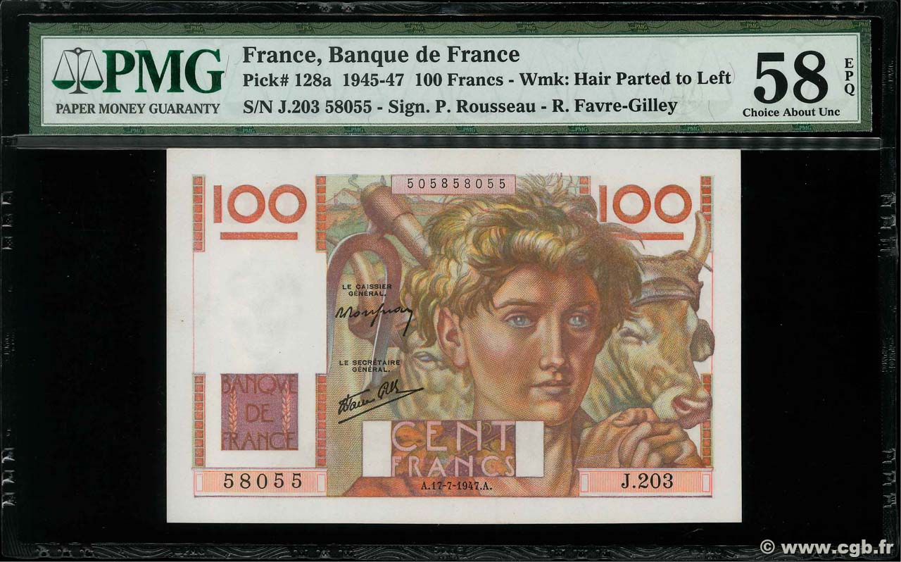 100 Francs JEUNE PAYSAN Favre-Gilly FRANCE  1947 F.28ter.01 SPL