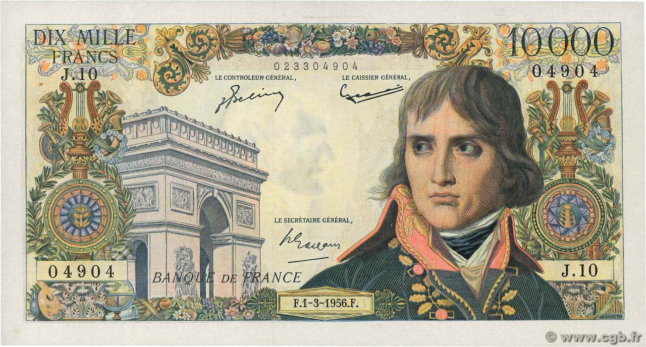10000 Francs BONAPARTE FRANKREICH  1956 F.51.02 fVZ