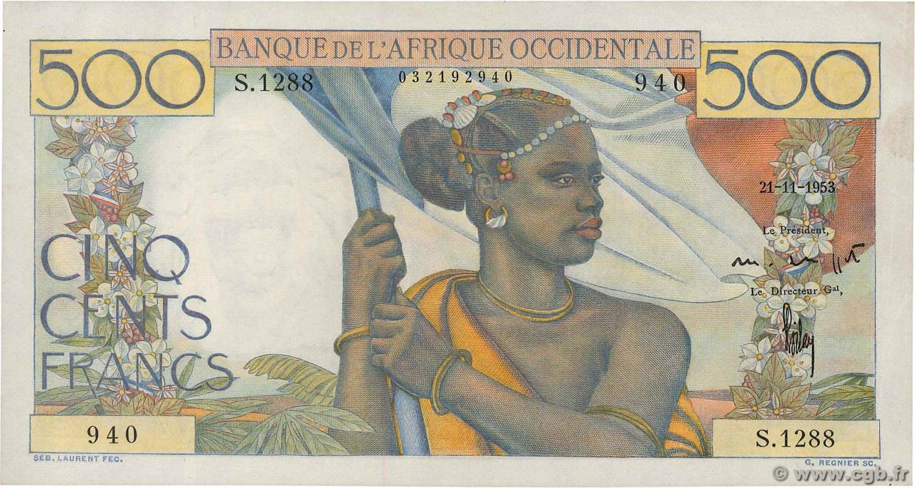 500 Francs FRENCH WEST AFRICA  1953 P.41 SPL