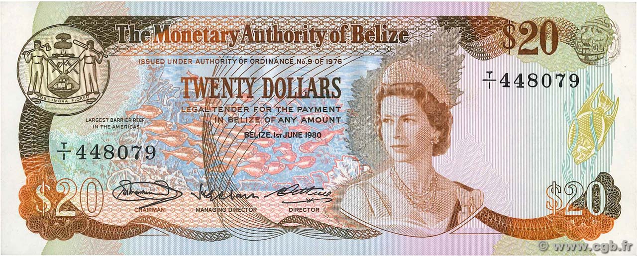 20 Dollars BELICE  1980 P.41 EBC+