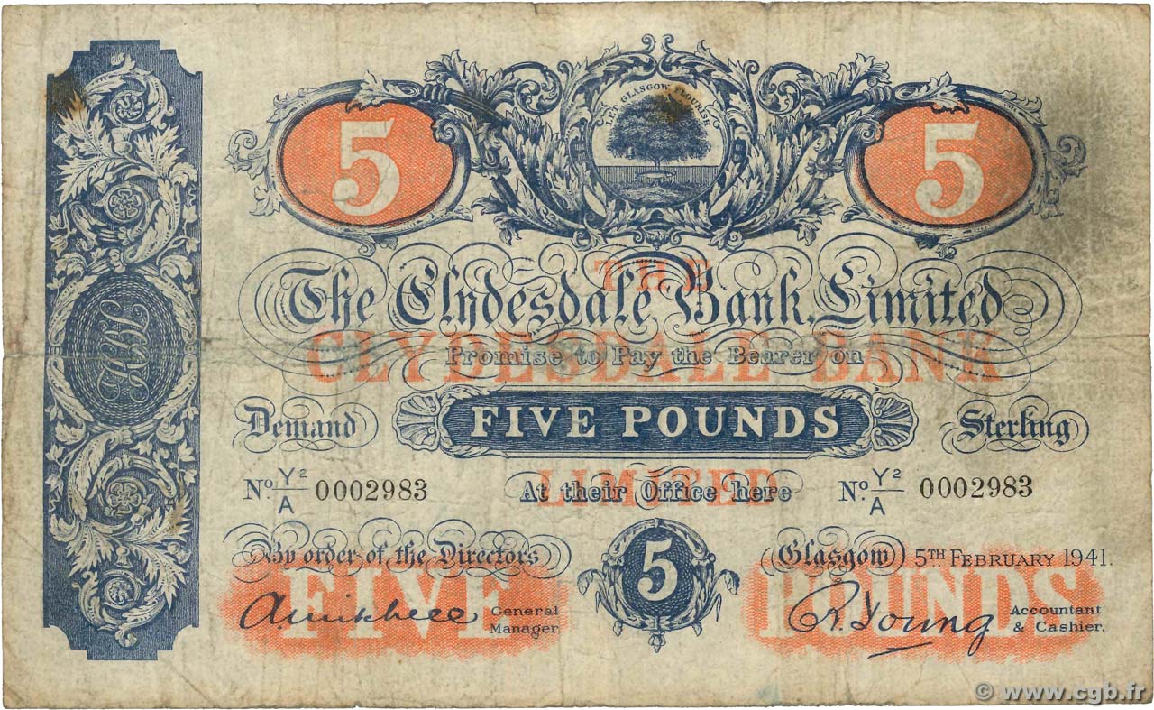 5 Pounds SCOTLAND  1941 P.186 S