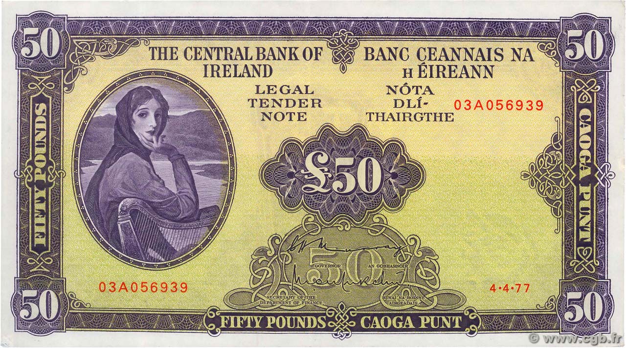 50 Pounds IRLANDA  1977 P.068c SPL+