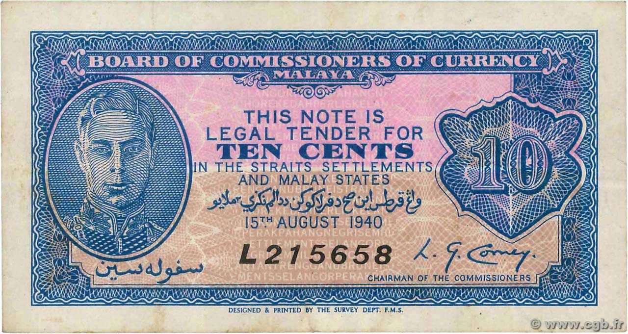 10 Cents MALAYA  1940 P.02 BB