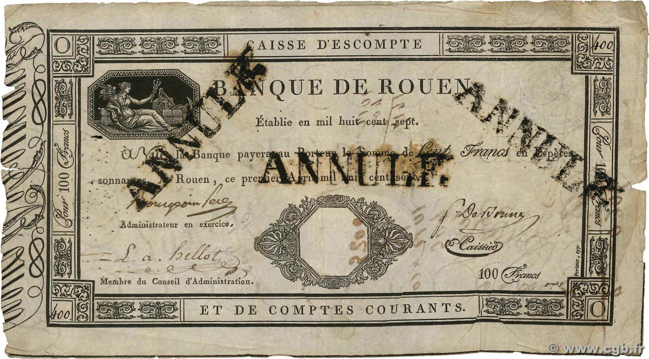 100 Francs Annulé FRANKREICH  1807 PS.177 S