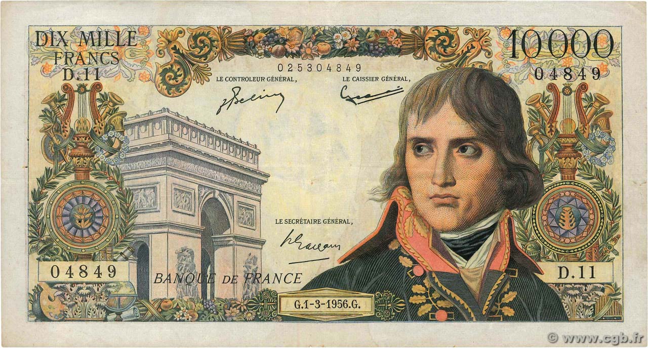 10000 Francs BONAPARTE FRANCE  1956 F.51.02 TTB