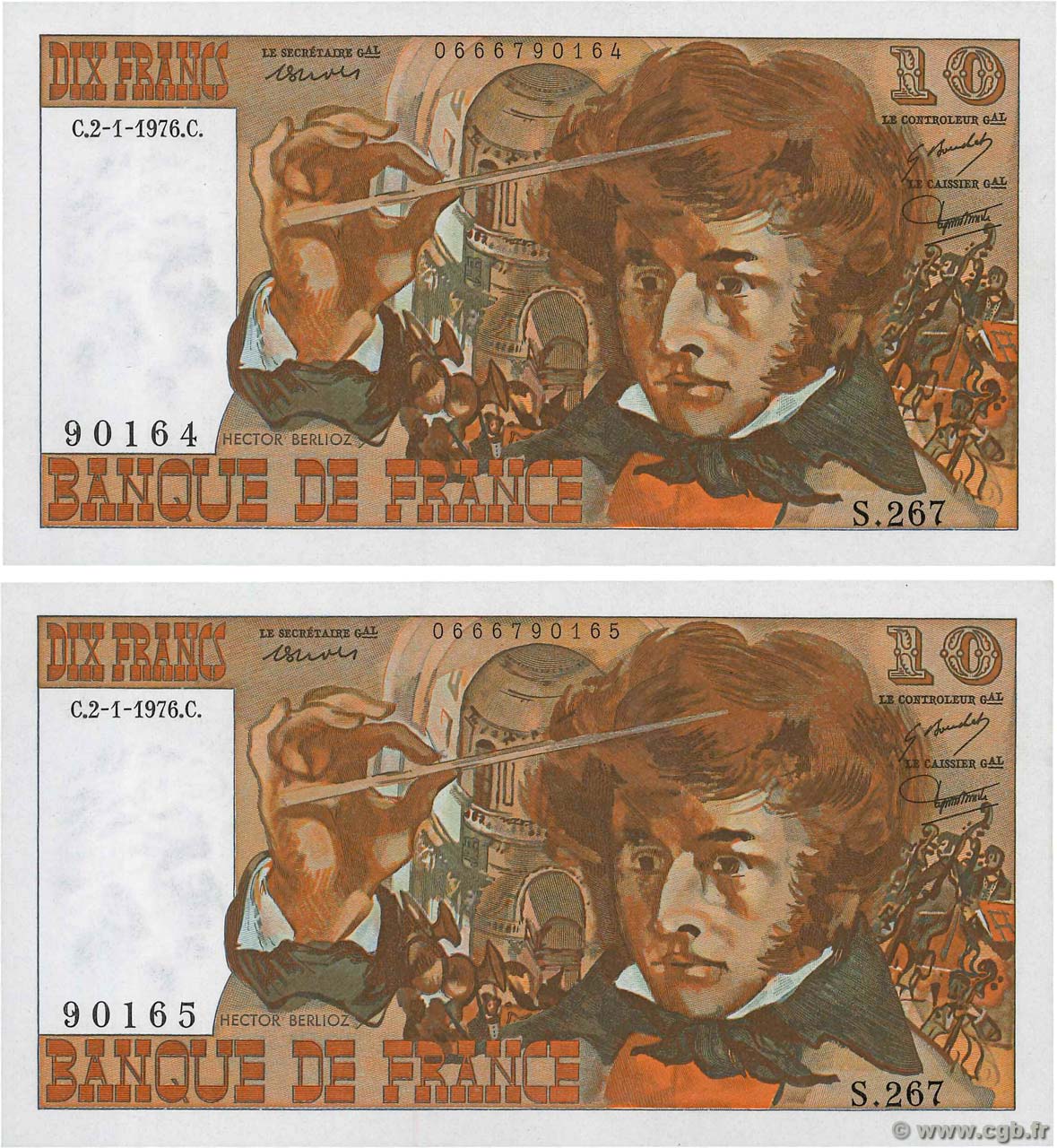 10 Francs BERLIOZ Consécutifs FRANKREICH  1976 F.63.16 fST+