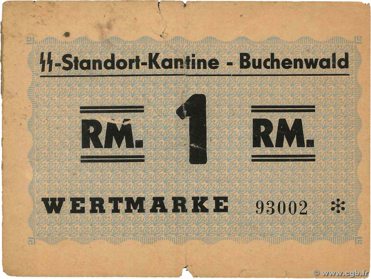 1 Reichsmark GERMANIA Buchenwald 1944 WWII.1012b B