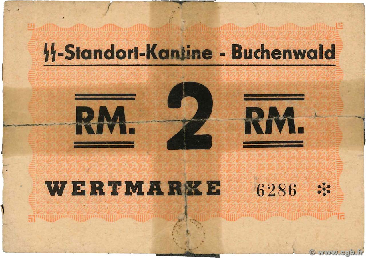 2 Reichsmark DEUTSCHLAND Buchenwald 1944 WWII.1013b fSGE