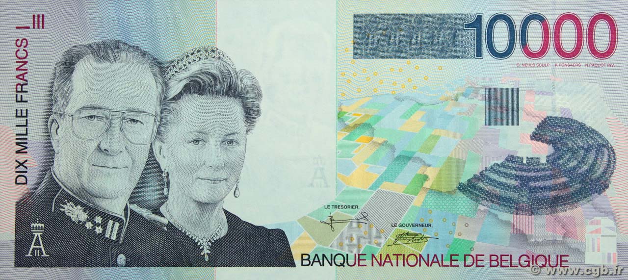 10000 Francs BELGIO  1997 P.152 FDC