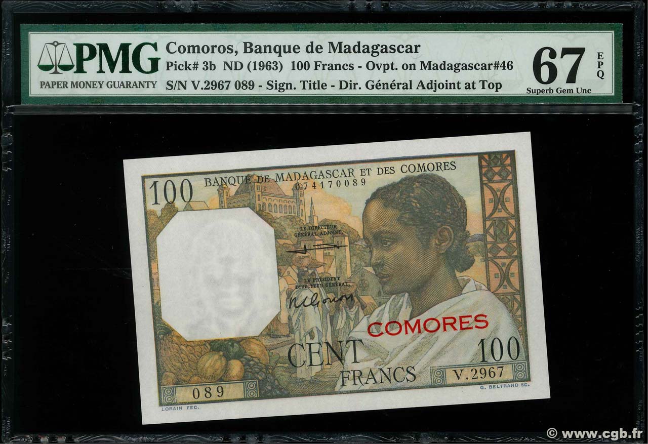 100 Francs COMORE  1960 P.03b2 FDC