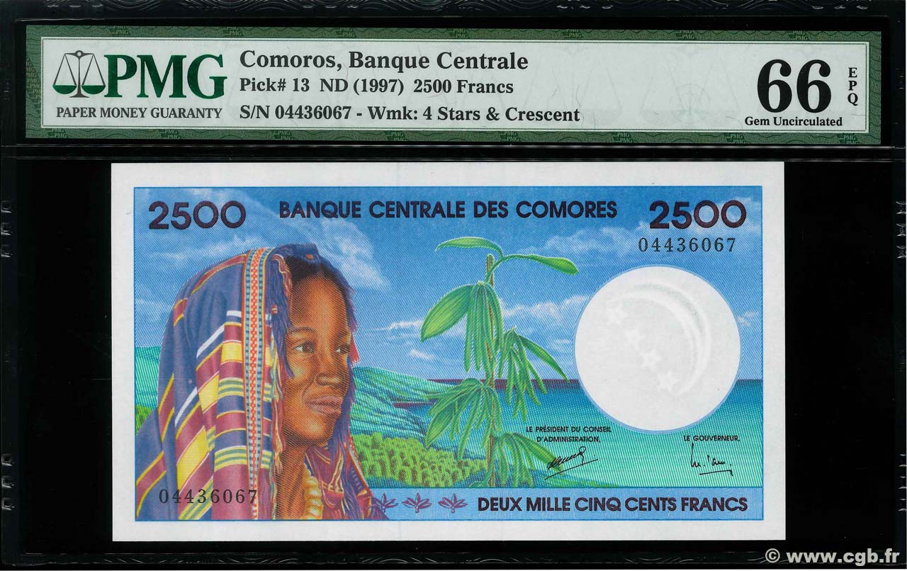 2500 Francs COMORAS  1997 P.13 FDC