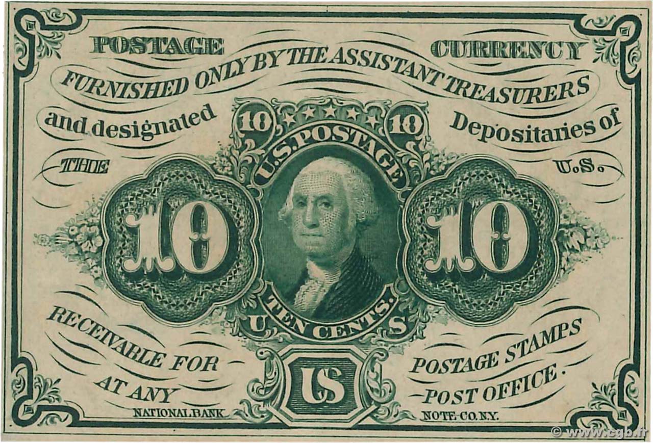 10 Cents ÉTATS-UNIS D AMÉRIQUE  1862 P.098c NEUF