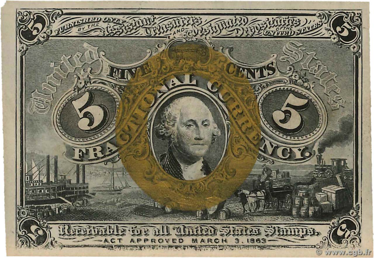 5 Cents STATI UNITI D AMERICA  1863 P.101a AU