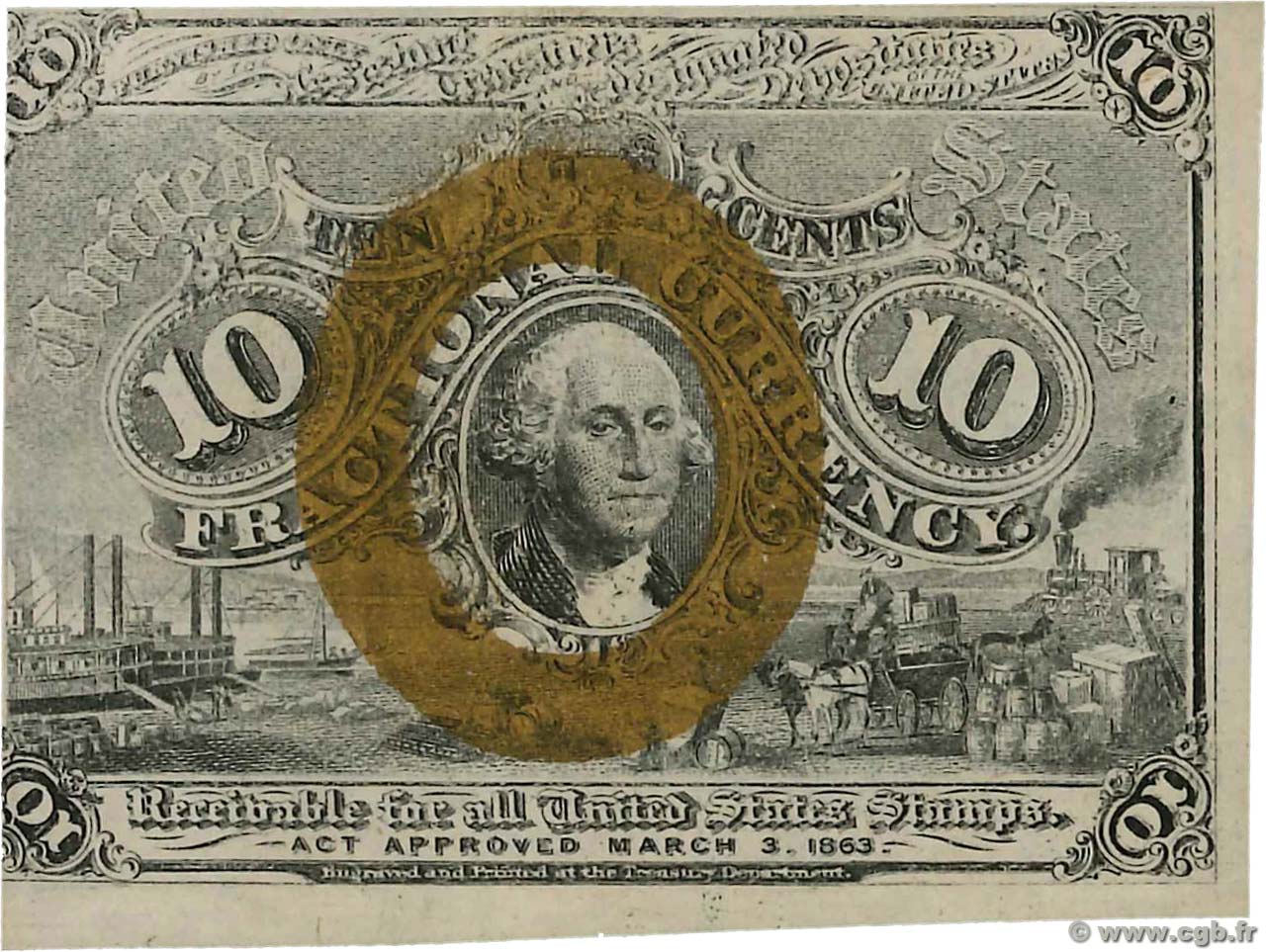 10 Cents STATI UNITI D AMERICA  1863 P.102a AU
