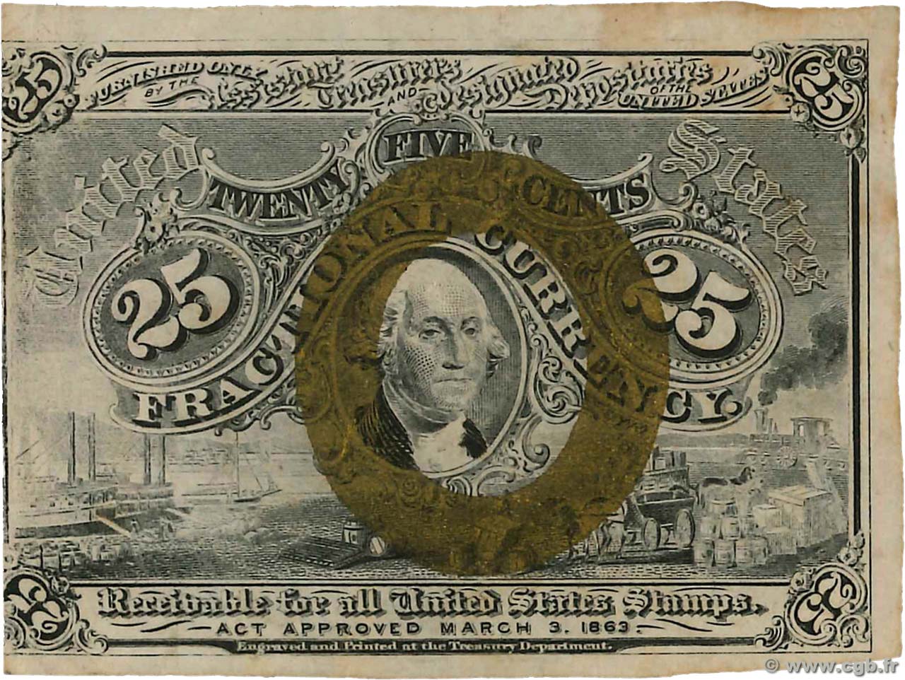 25 Cents STATI UNITI D AMERICA  1863 P.103a BB
