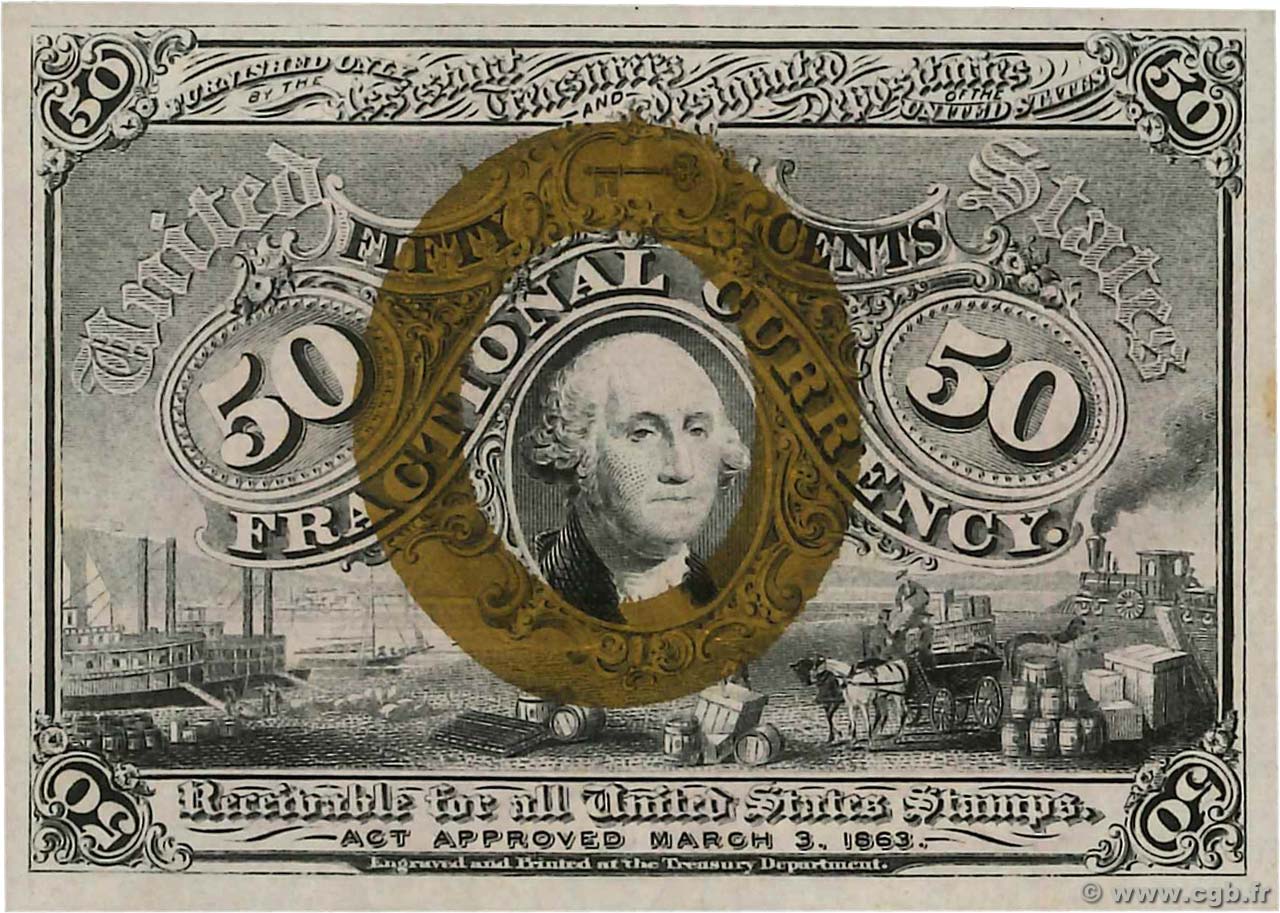 50 Cents STATI UNITI D AMERICA  1863 P.104c AU