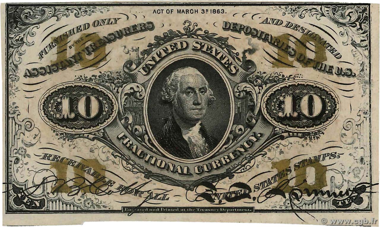 10 Cents STATI UNITI D AMERICA  1863 P.108a q.FDC