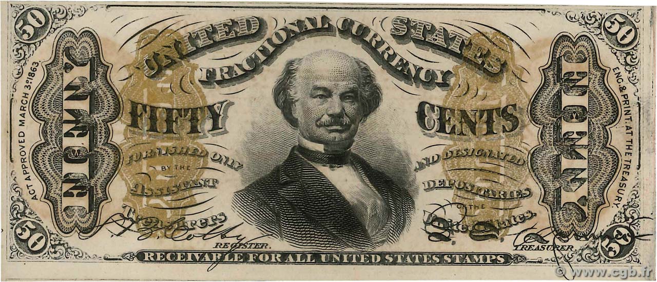 50 Cents STATI UNITI D AMERICA  1863 P.110a q.FDC