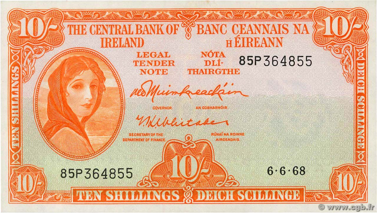10 Shillings IRLANDA  1968 P.063a SC