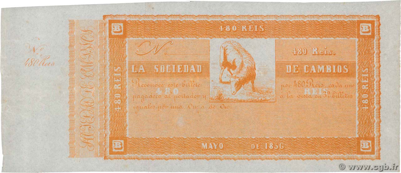 480 Reis Non émis URUGUAY  1856 PS.434r pr.SPL