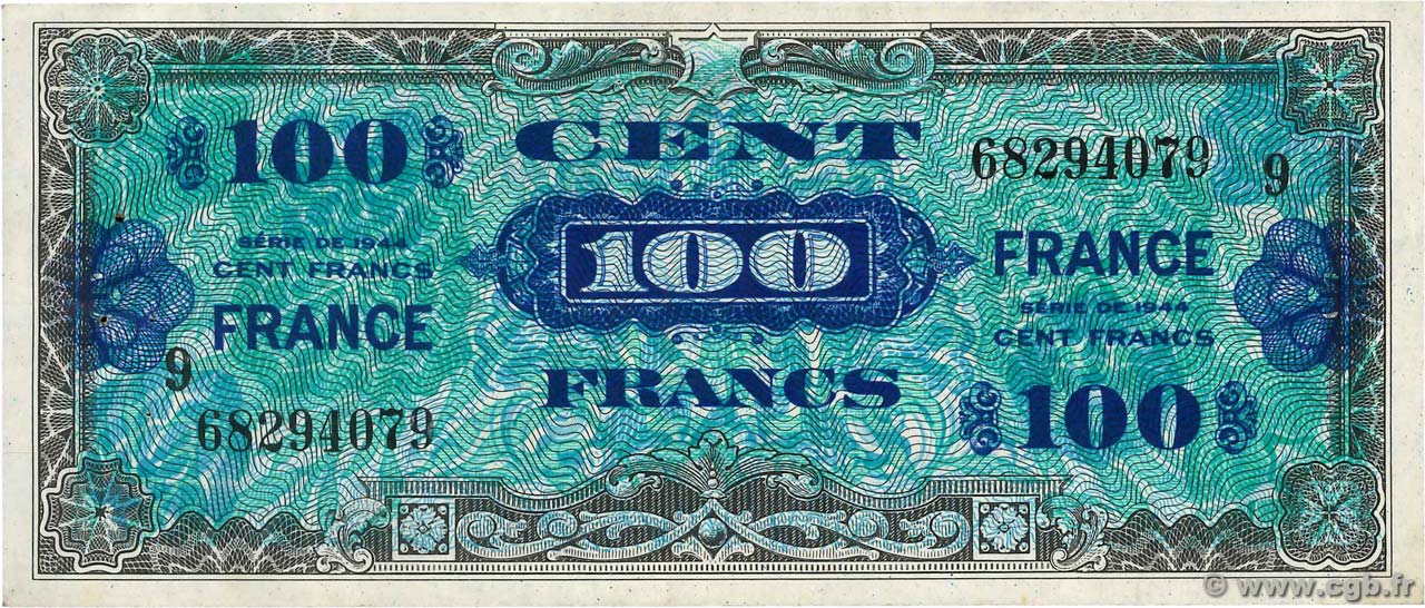 100 Francs FRANCE  FRANCE  1945 VF.25.09 XF-