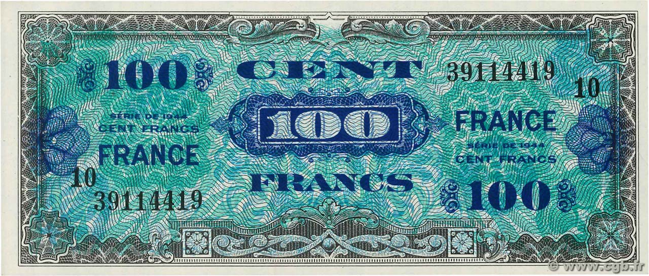 100 Francs FRANCE  FRANCE  1945 VF.25.10 UNC-