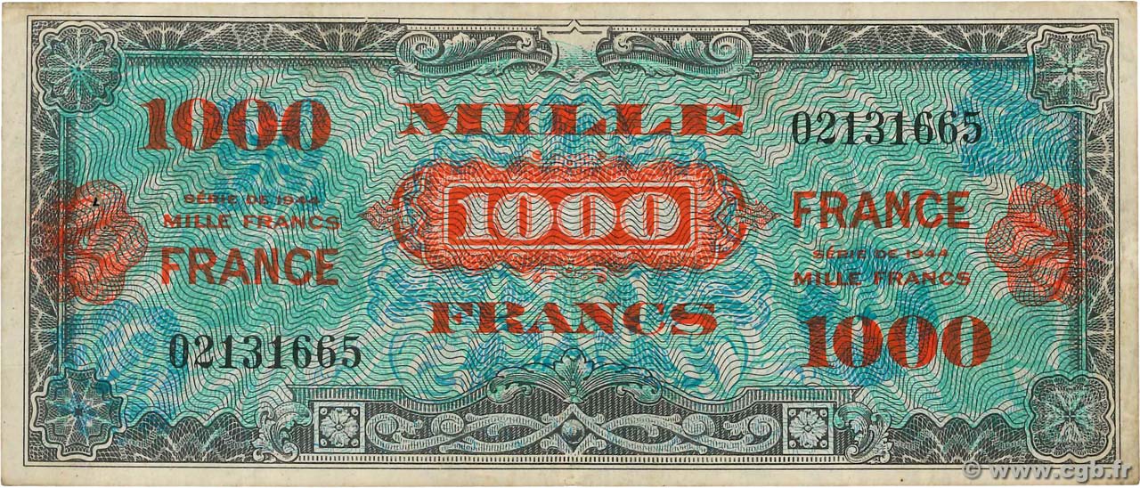 1000 Francs FRANCE  FRANCE  1945 VF.27.01 VF