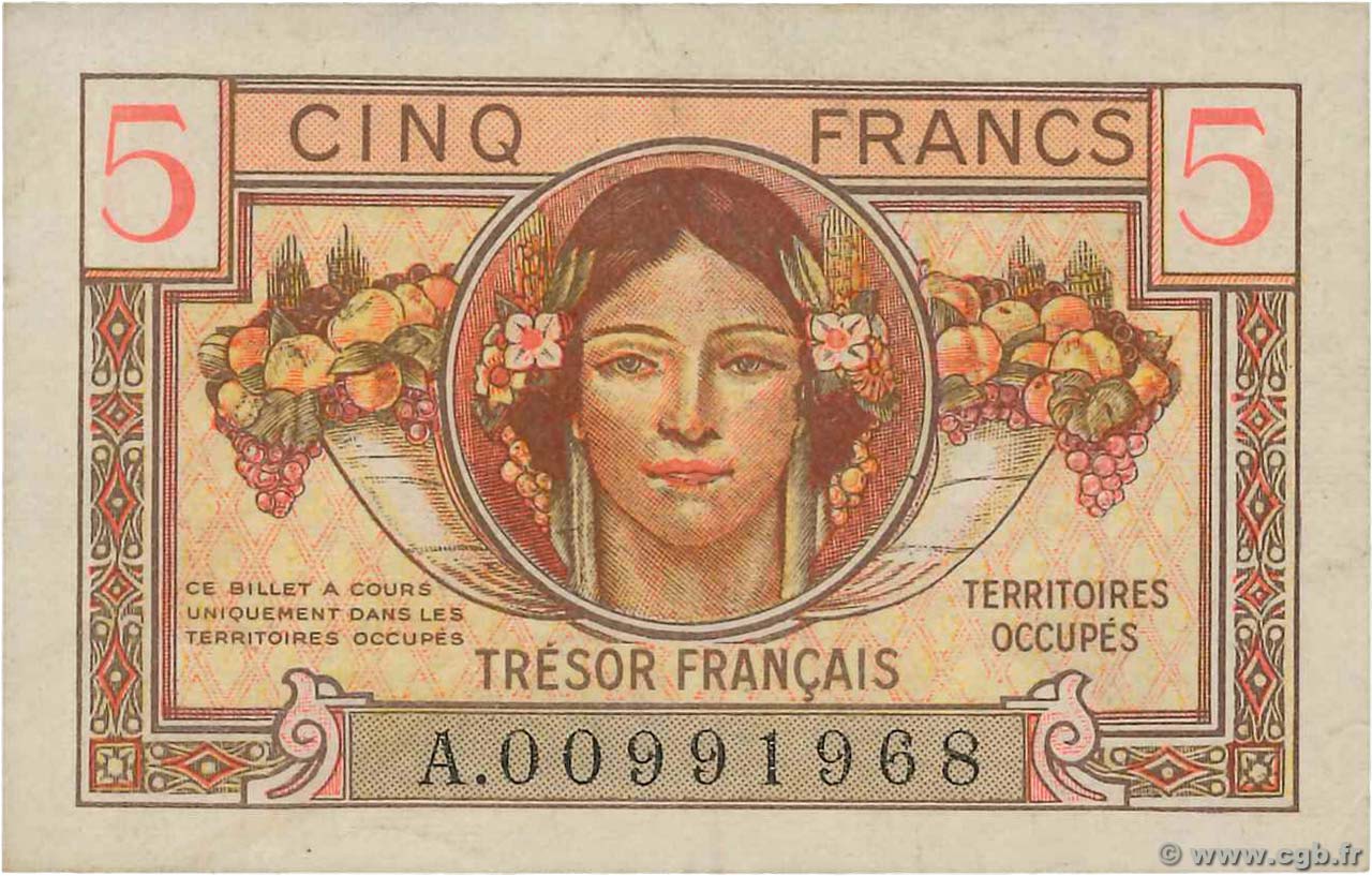 5 Francs TRÉSOR FRANÇAIS  FRANCE  1947 VF.29.01 XF+