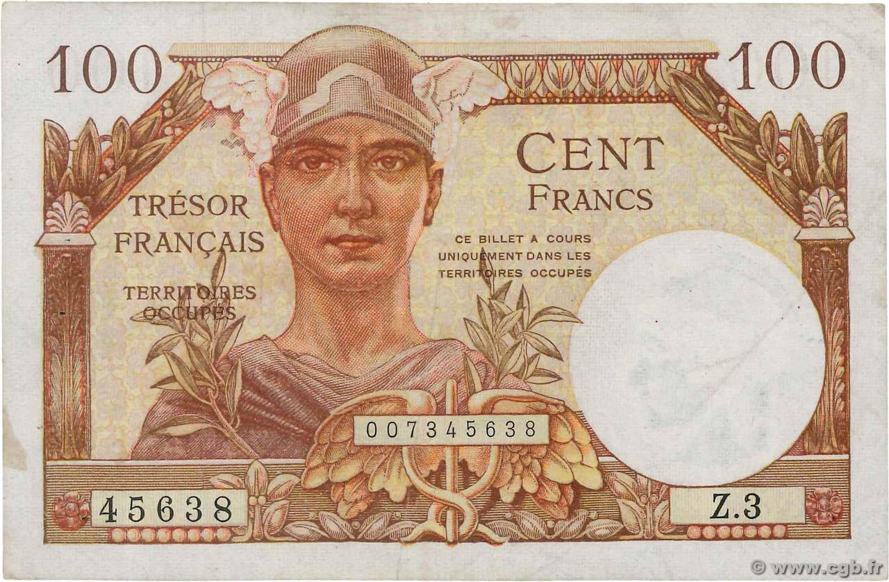 100 Francs TRÉSOR FRANÇAIS  FRANCE  1947 VF.32.03 VF