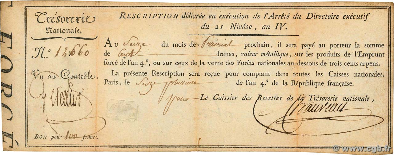 100 Francs FRANCIA  1796 Laf.192 BB