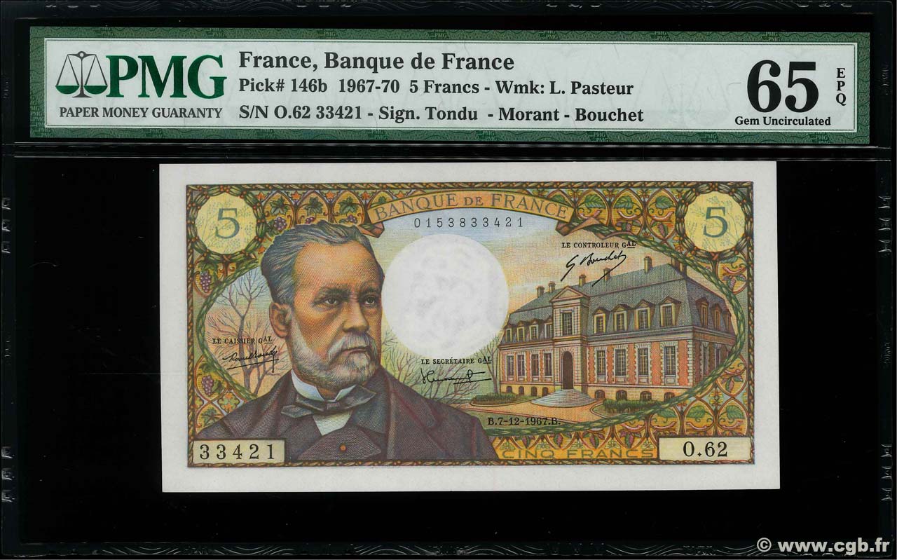 5 Francs PASTEUR FRANKREICH  1967 F.61.06 ST