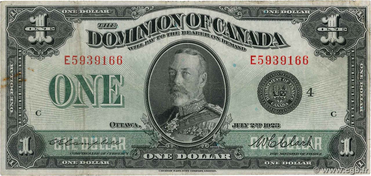 1 Dollar CANADA  1923 P.033o MB