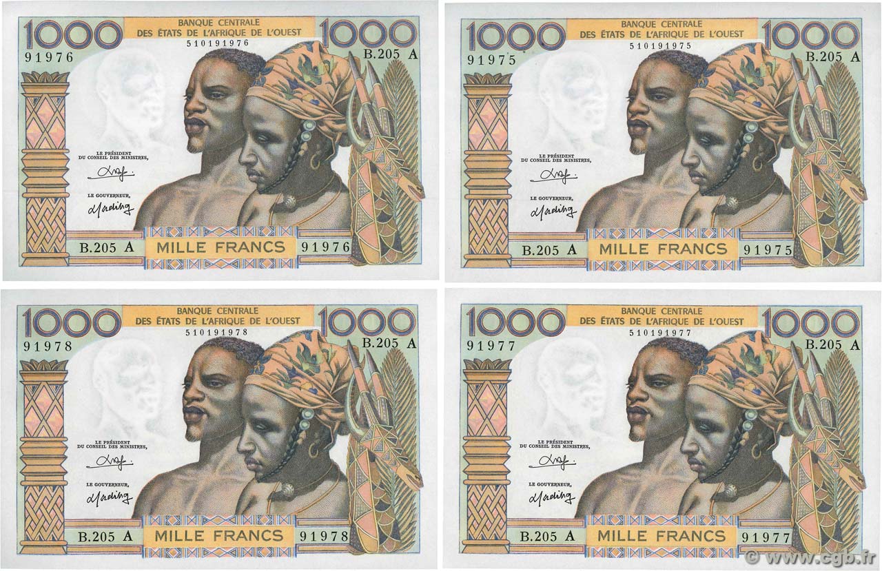 1000 Francs Lot ÉTATS DE L AFRIQUE DE L OUEST  1980 P.103An NEUF