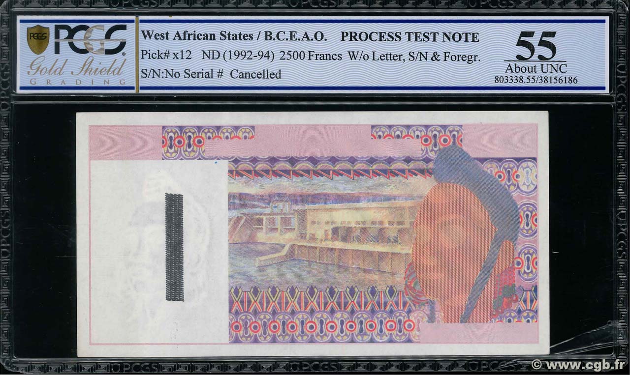 2500 Francs Fauté WEST AFRICAN STATES  1992 P.x12- AU