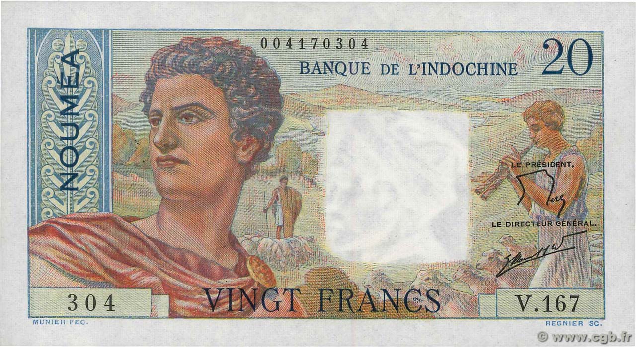 20 Francs NOUVELLE CALÉDONIE  1963 P.50c pr.NEUF